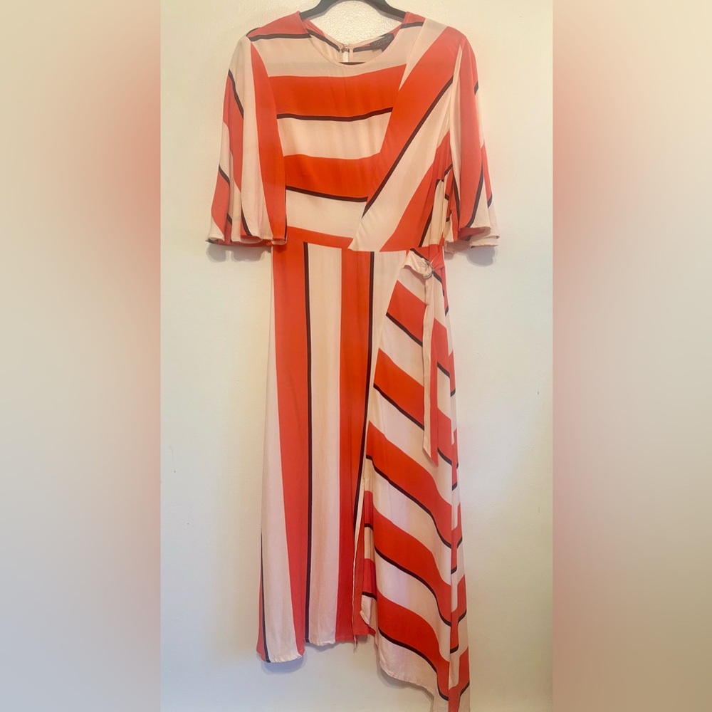 Topshop Diagonal & Striped Midi Dress